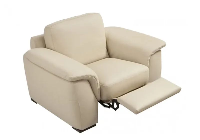 Fauteuil ou canapé droit relax en cuir crème - Jade