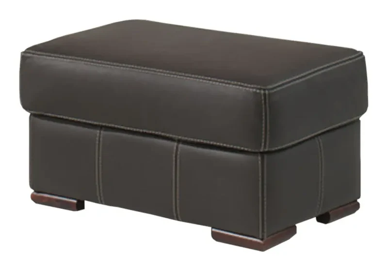Pouf repose-pied rectangulaire en cuir marron - Stan