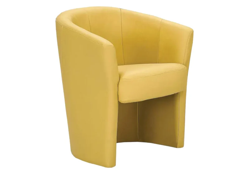 Fauteuil cabriolet en cuir jaune - Antoine