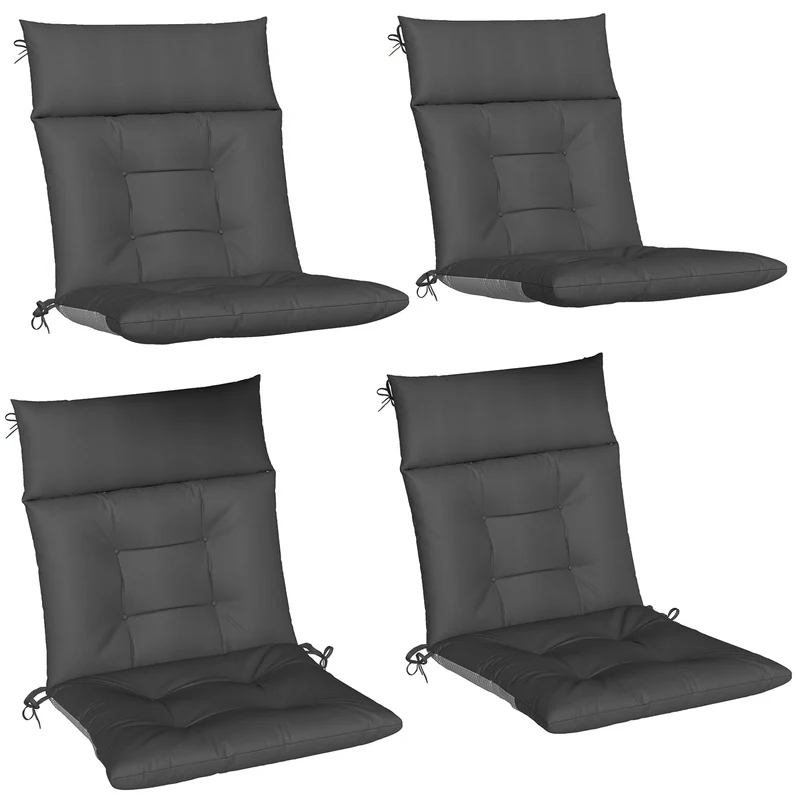 Lot de 4 coussins pour chaise de terrasse 111.5 x 53 x 8 cm déperlant antidérapant contemporain en polyester gris foncé 21_0005393