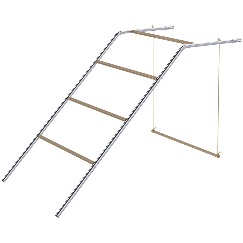 Perchoir pour poules 82 x 150 x 110 cm 4 barres balançoire intégrée pattes protégées rustique en bois de pin naturel 21_0008016