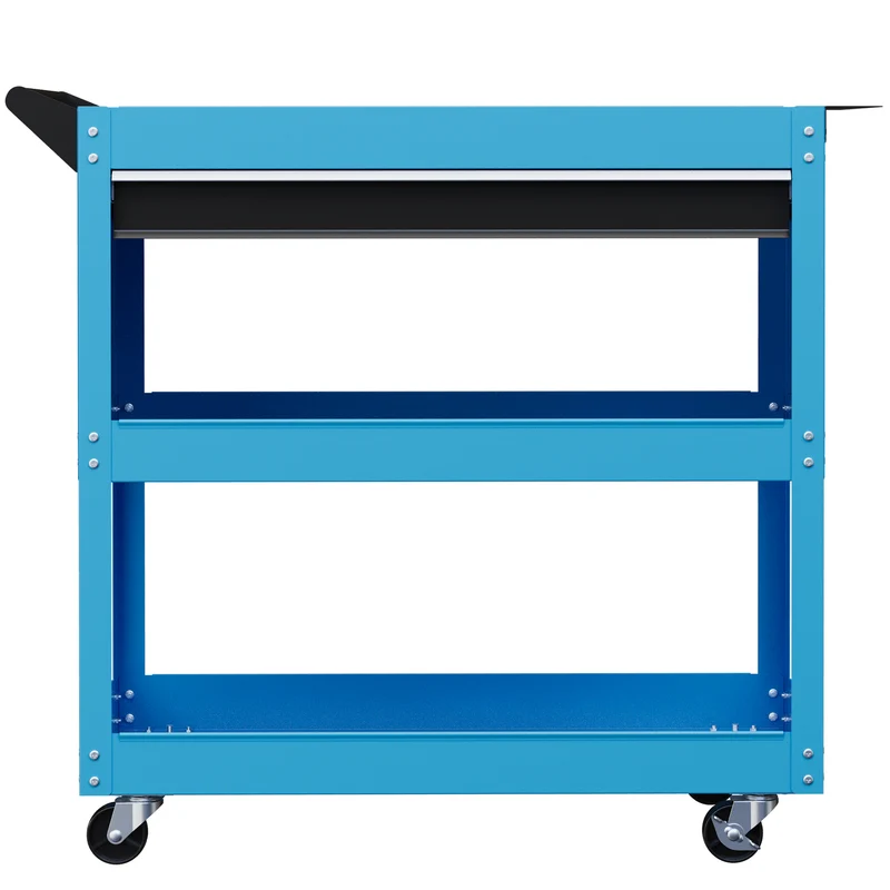 Chariot d'atelier servante 82 x 35 x 76 cm rangement organisé mobilité roues avec frein industriel garage en acier bleu 21_0006973