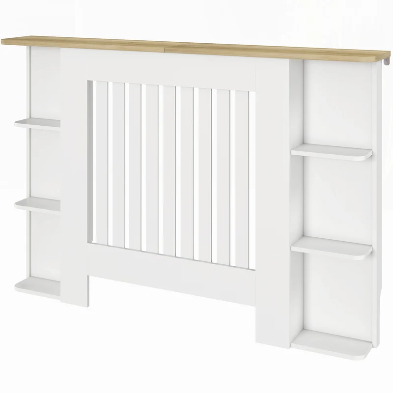 Cache-radiateur étagères plateau 124 x 19 x 83 cm rangement et exposition circulation de chaleur scandinave en MDF blanc 21_0001154