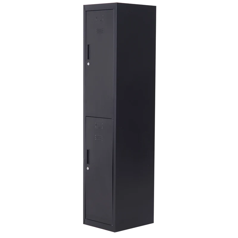 Armoire à casiers pour maison bureau 38 x 46 x 180 cm verrouillable ventilée industriel en acier laminé à froid noir 21_0006098