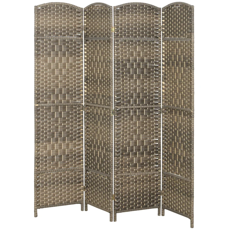 Paravent 4 panneaux pliable séparateur de pièce 180 x 1,7 x 180 cm léger design scandinave en polypropylène chêne foncé 21_0001336
