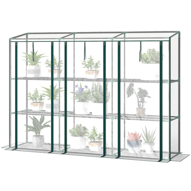 Mini serre de jardin balcon 215 x 46 x 151 cm 3 niveaux protection contre intempéries design pratique en PVC transparent 21_0005517