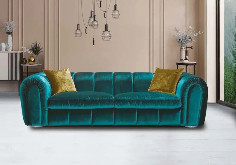 Canapé moderne velours vert LUCIA