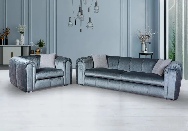 Canapé velours gris moderne LUCIA