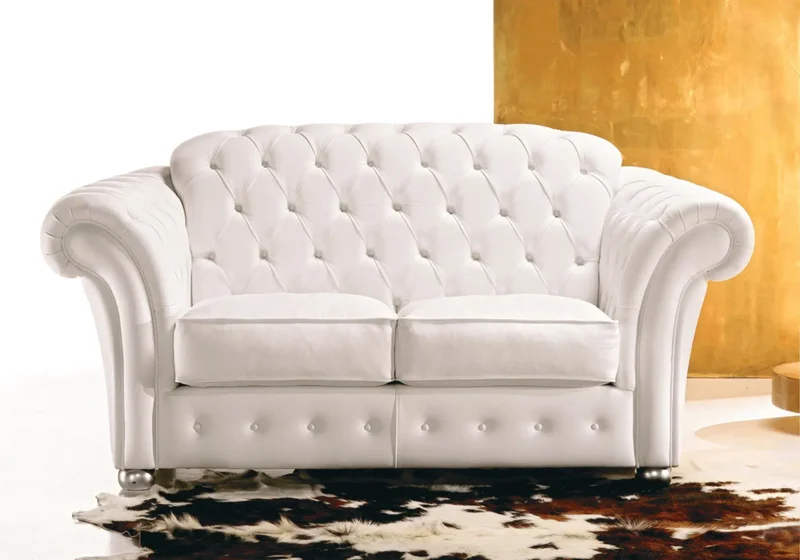 Canapé chesterfield cuir blanc CIANA