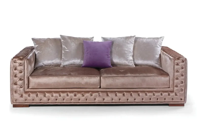Canapé capitonné velours taupe CIARA