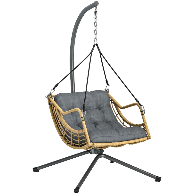 Fauteuil suspendu extérieur 118 x 100 x 192 cm hauteur réglable sécurité scandinave contemporain en résine gris foncé 21_0006094