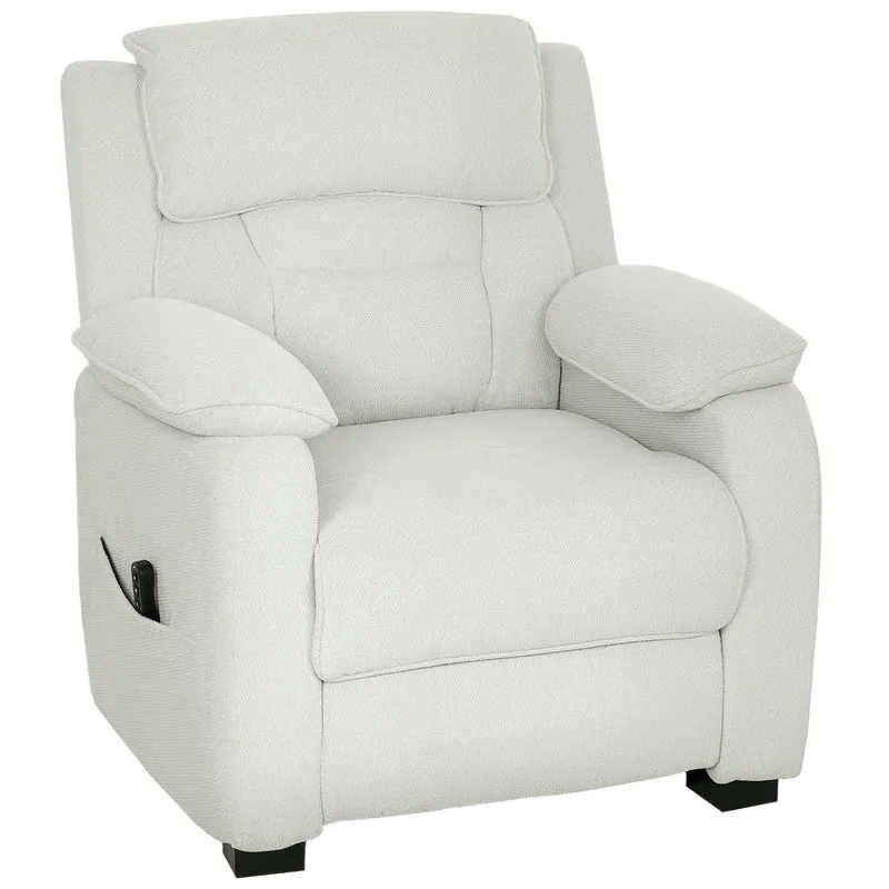 Fauteuil inclinable motorisé 86 x 90 x 103 cm repose-pieds positions mémorisables moderne contemporain en velours crème 21_0003622
