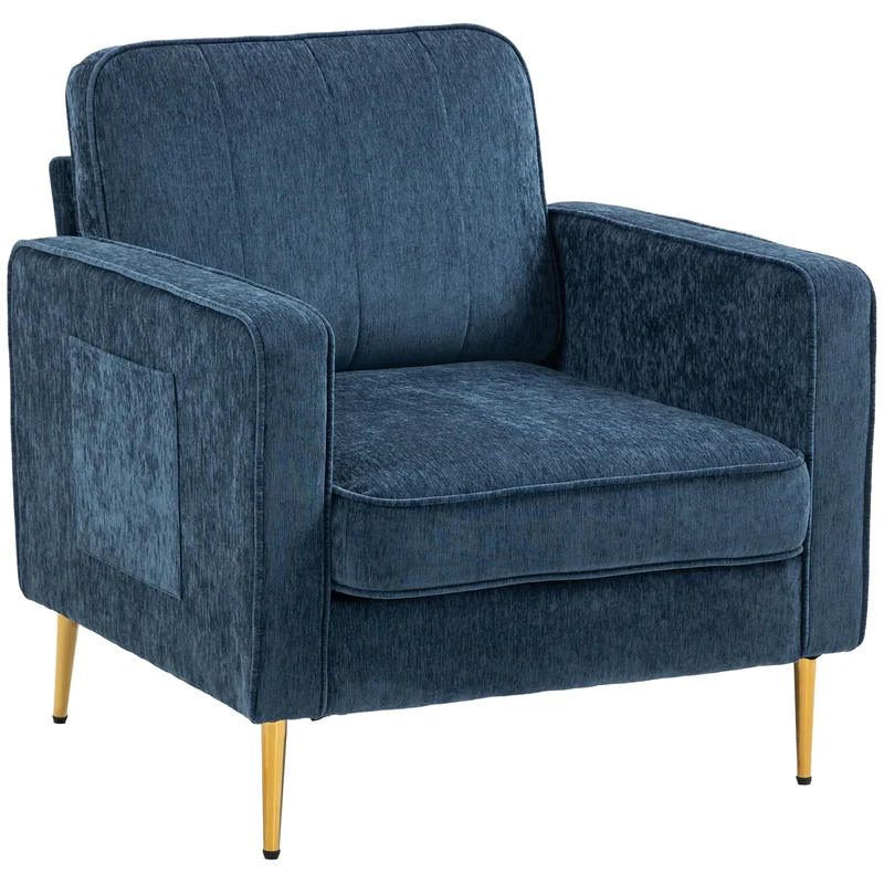 Canapé 1 place compact 81 x 84 x 87 cm confort rembourrage mousse haute densité contemporain épuré en polyester bleu 21_0003153