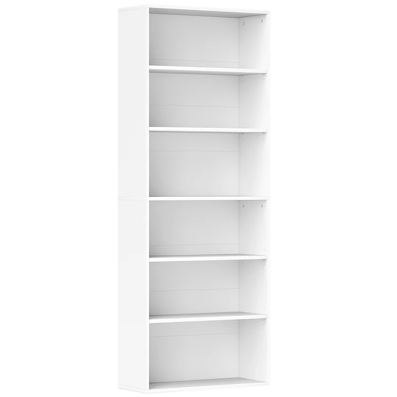 Bibliothèque étagère salon 60 x 24 x 158.5 cm robuste réglable finition mate moderne épuré en panneau de particules blanc 21_0002512