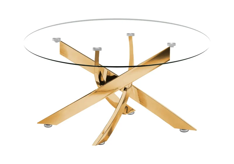 Table basse ronde dorée verre trempé - Joy