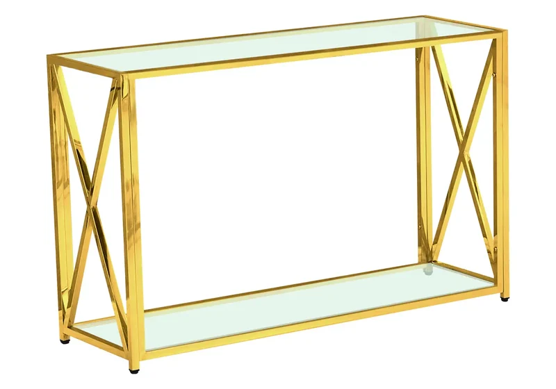 Console en verre trempé dorée - Enzo