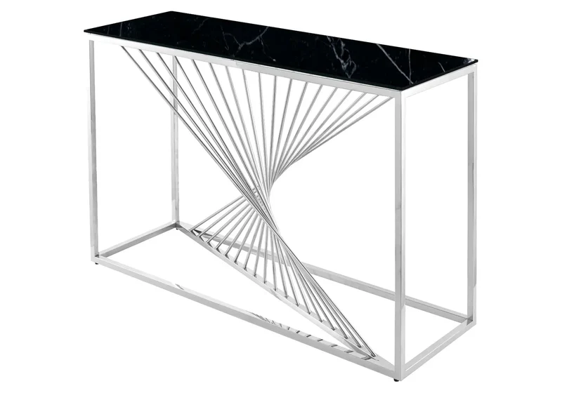 Console argentée marbre noir - Luc