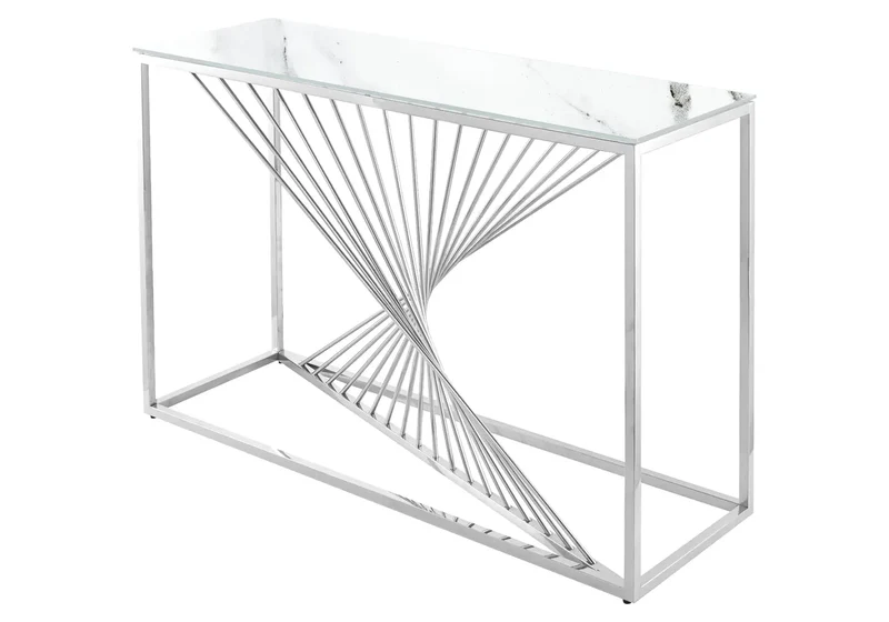Console argentée marbre blanc - Luc