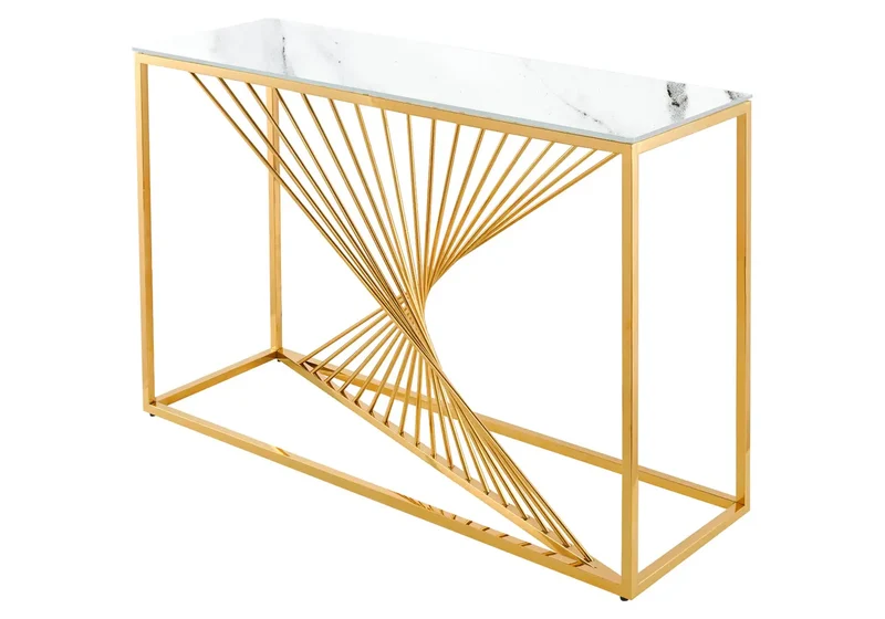 Console dorée marbre blanc - Luc