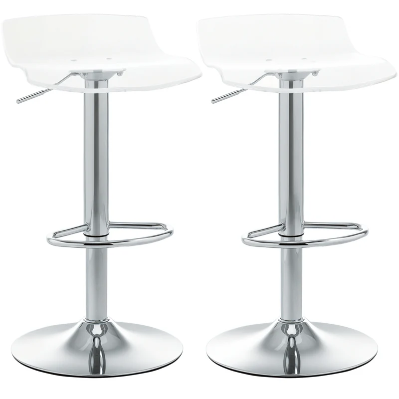 Lot de 2 tabourets de bar 39 x 39 x 67-87 cm hauteur réglable et pivotants design contemporain en acrylique transparent 21_0002273