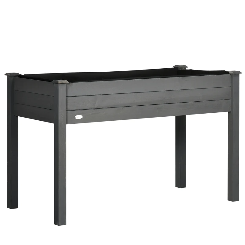 Jardinière potager surélevée 122 x 56 x 76 cm anti-nuisibles doublure respirante style rustique extérieur en bois gris 21_0004119