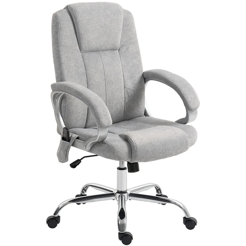 Fauteuil de bureau 65 x 70 x 111-119 cm massage lombaire chauffant accoudoirs réglables bascule moderne en velours gris 21_0006311