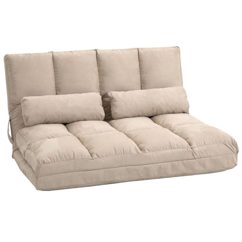 Chauffeuse convertible lit d'appoint 102 x 73 x 60 cm assise confortable dossier réglable tendance en polyester beige 21_0001825
