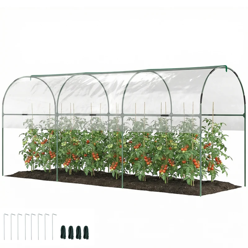Serre tunnel tomates 400 x 120 x 170 cm protection anti intempéries montage facile classique compacte en PVC transparent 21_0004299