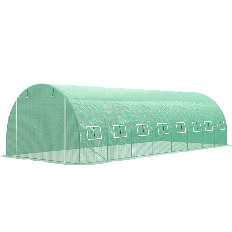 Serre de jardin tunnel 800 x 300 x 200 cm protection anti uv anti oiseaux solide style contemporain en polyéthylène vert 21_0005406