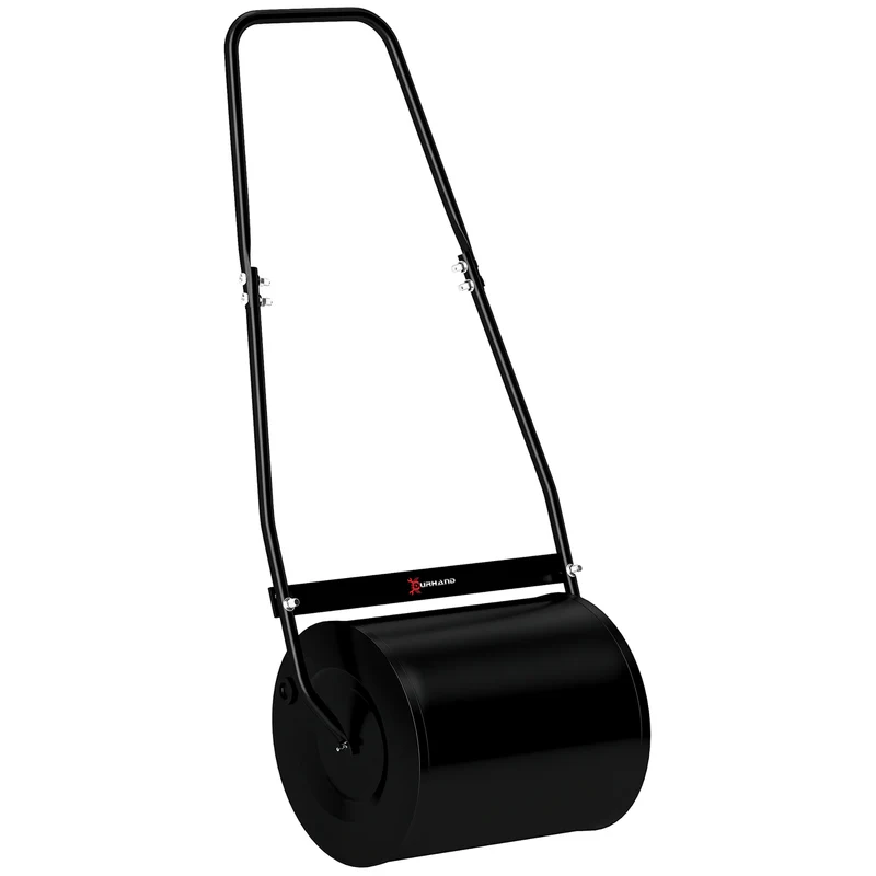 Rouleau à gazon manuel jardin 50 x 32 x 108 cm manche ergonomique démontable lestage 30 l léger industriel en acier noir 21_0004130