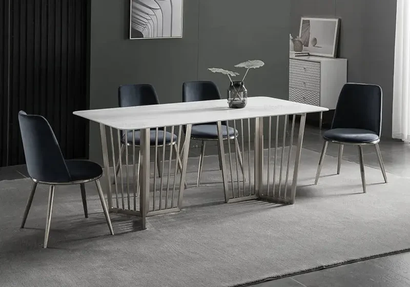 Table à manger marbre blanc argent - Perla