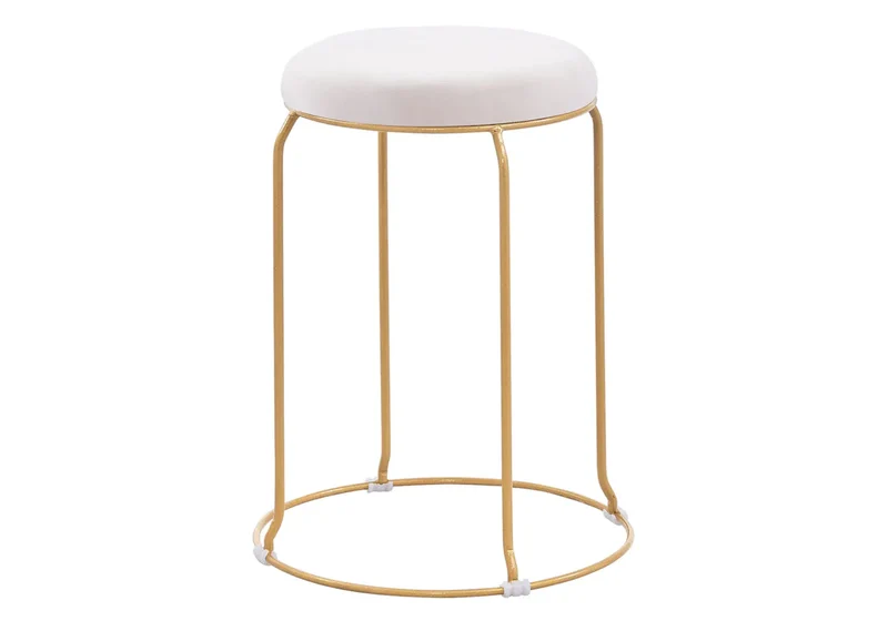 Tabouret doré velours beige - Croco