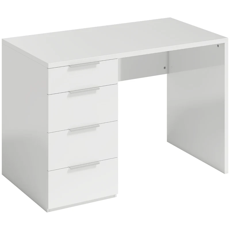 Bureau d'ordinateur 110 x 61,5 x 75 cm 4 tiroirs rangement gain de place moderne épuré en panneau de particules blanc 21_0002567