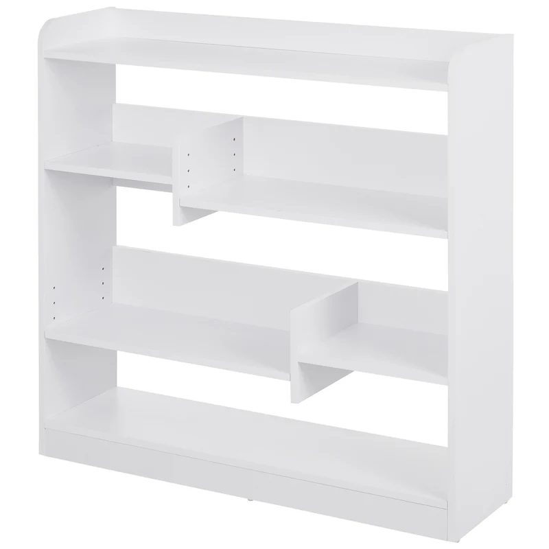 Bibliothèque étagère salon 90 x 24 x 91 cm gain de place 4 niveaux contemporain épuré en panneaux de particules blanc 21_0002425