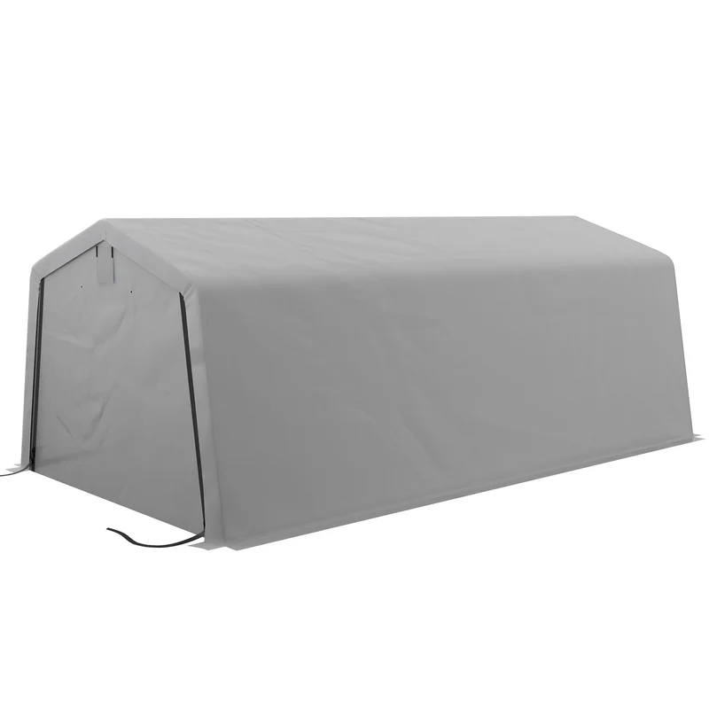 Tente garage abri véhicule 618 x 330 x 240 cm protection voiture et rangement industriel en acier galvanisé gris clair 21_0004840