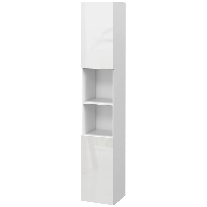 Meuble colonne de salle de bain 30 x 30 x 181,5 cm étagères réglables contemporain épuré en panneau de particules blanc 21_0002002