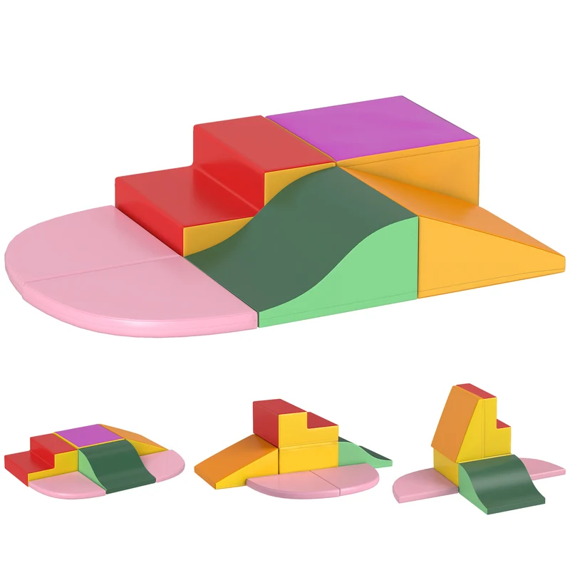 Lot de 6 blocs de motricité xxl 150 x 100 x 24 cm stimulant la motricité décoratif idéal salle de jeu en mousse rose 21_0000727