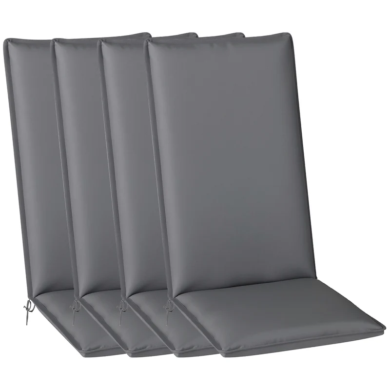 Lot de 4 coussins de chaise extérieur 124 x 50 x 5 cm anti-décoloration mousse 25D design cosy en polyester gris foncé 21_0005283