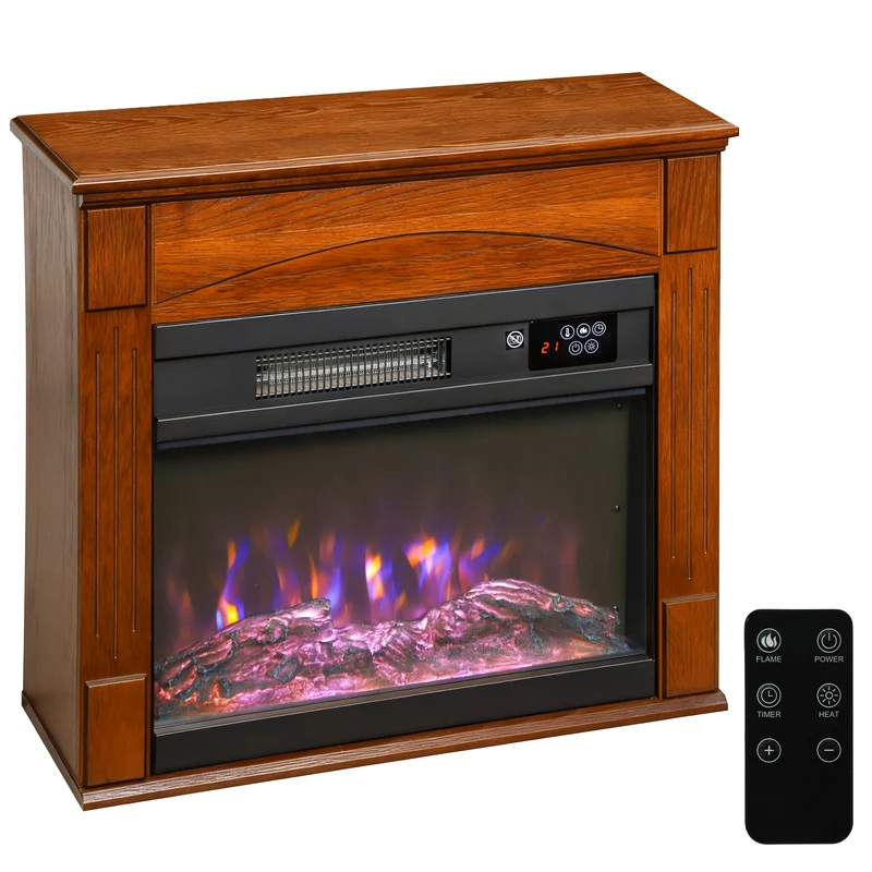 Cheminée électrique console 69 x 28 x 63 cm effet flamme 3d chauffage réglable ambiance cosy contemporain en MDF marron 21_0001153