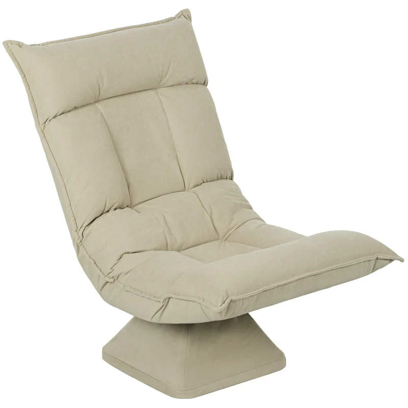 Chaise de sol pivotante 360° 62 x 70 x 95 cm dossier 3 positions rembourrage mousse moderne design en velours beige 21_0003511