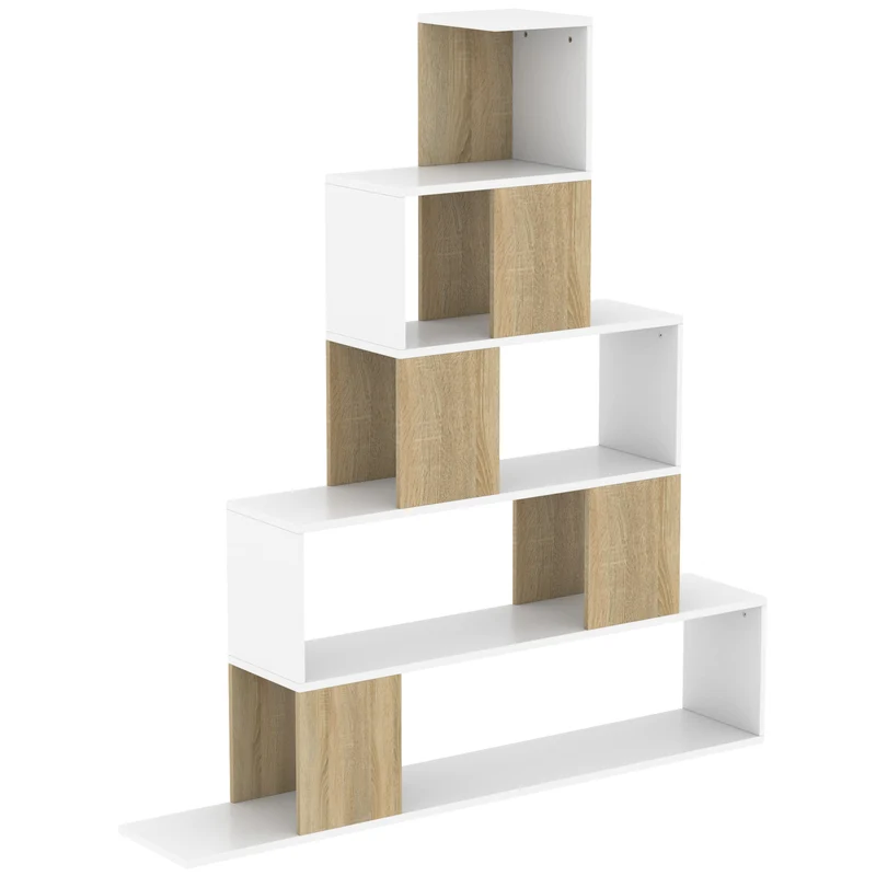 Étagère escalier de rangement 120 x 22 x 131,5 cm gain de place sécurisée design moderne en panneau de particules blanc 21_0003002