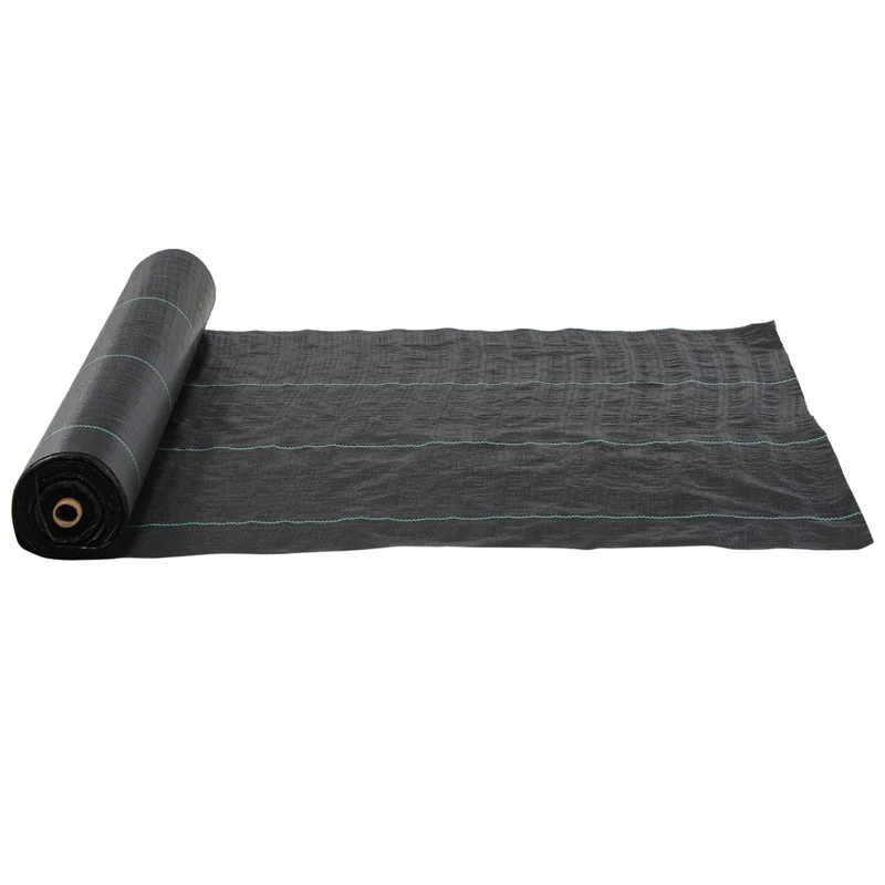 Toile de paillage jardin 100 x 2 m empêche mauvaises herbes perméable robuste style épuré extérieur et serres en PP noir 21_0004327