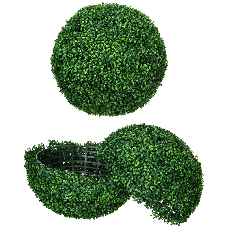 Lot de 2 boules de buis artificielles salon jardin 50 x 50 x 50 cm sans entretien réalistes moderne en polyéthylène vert 21_0001301