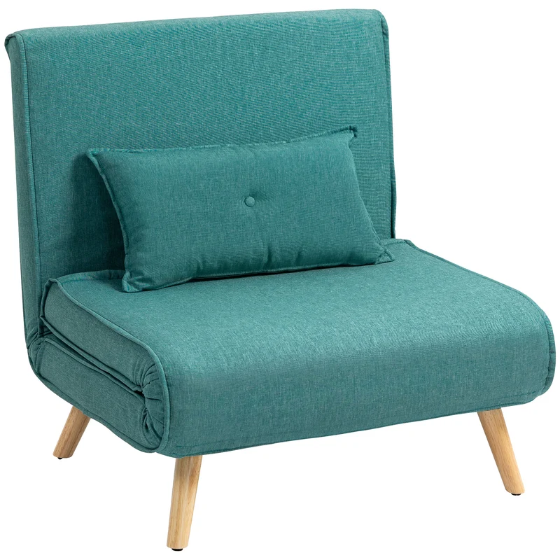 Fauteuil clic-clac 1 place lit 80 x 75 x 87 cm assise 21 cm dossier 5 positions compact style moderne en polyester vert 21_0003504