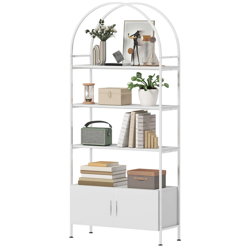 Étagère de rangement arquée 80 x 30 x 187 cm placard caché rangement vertical scandinave en bois d'ingénierie blanc 21_0002990