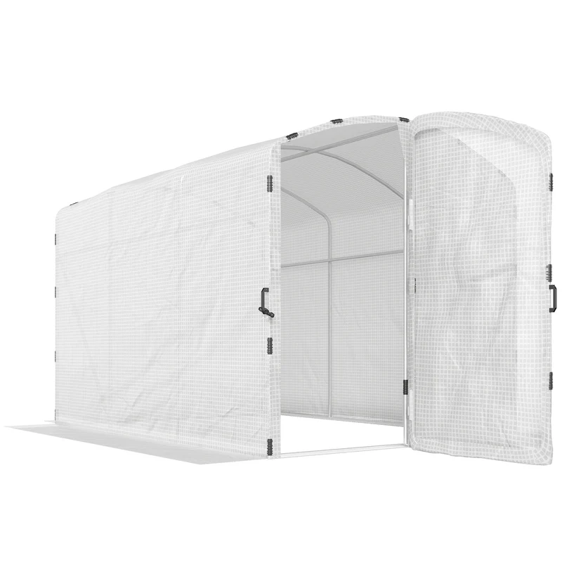 Serre tunnel de jardin 300 x 200 x 195 cm protection 220 g/m² bords enterrables 50 cm moderne en polyéthylène blanc 21_0005409