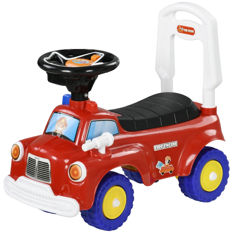 Porteur trotteur camion de pompier salon et chambre 49 x 24 x 42 cm coffre lumières design contemporain en PP rouge 21_0000566