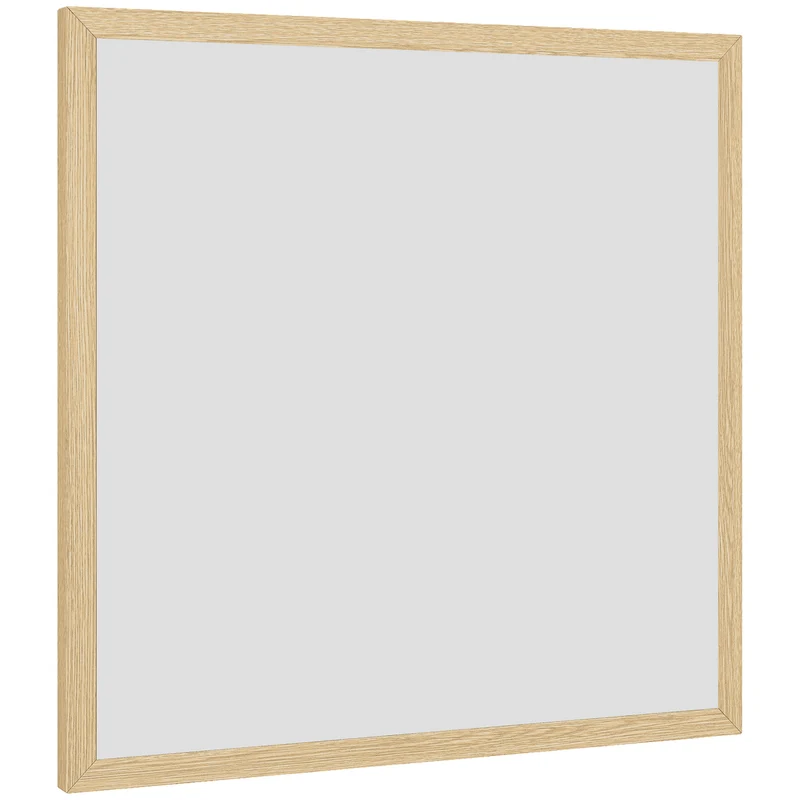 Miroir mural carré 50 x 50 cm illumine fixation double style moderne épuré élégant salon chambre en MDF bois naturel 21_0001351