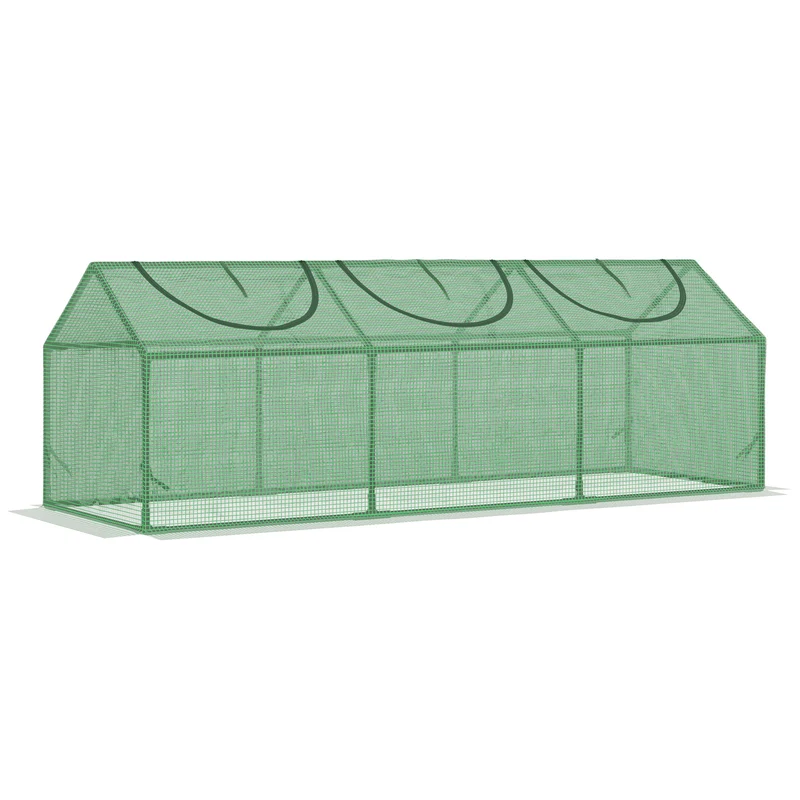 Mini serre de jardin 180 x 60 x 60 cm protection vent et pluie rebord 10 cm stabilité moderne en plastique vert foncé 21_0004156