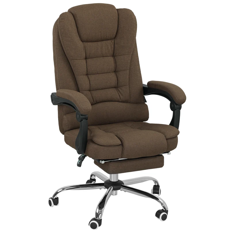 Fauteuil de bureau 65 x 70 x 110-118 cm hauteur réglable et dossier inclinable design contemporain en polyester marron 21_0006163